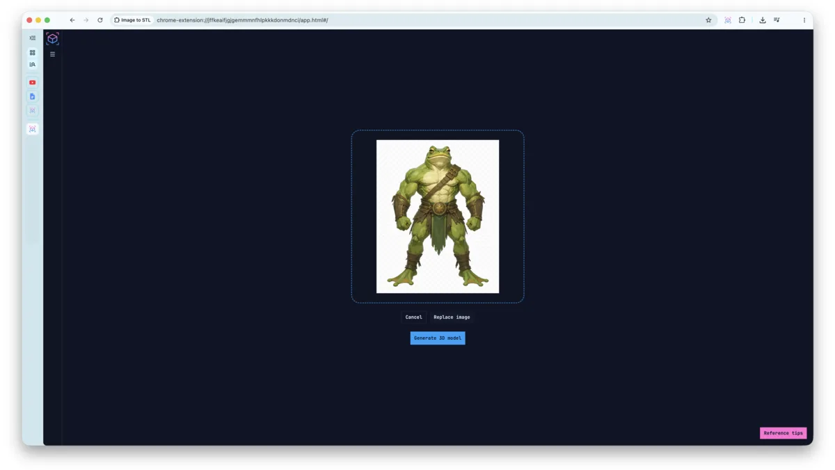 Starting a 3D model generation