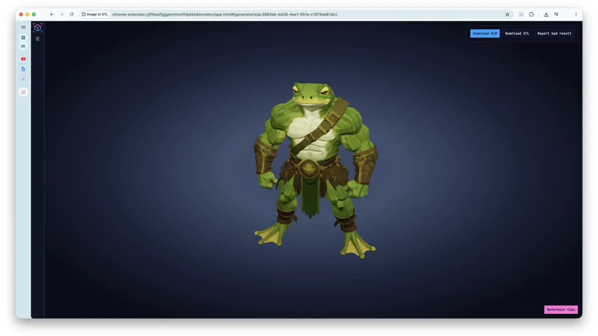 Reviewing the generated 3D model preview